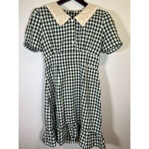 Vintage Dress Prairie Black Cream Dazy Gingham Schoolgirl Babydoll Theater S/M